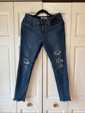 Levi's Dark Blue Distressed Skinny Jeans